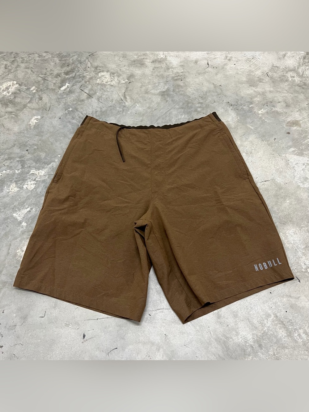 NOBULL Mens L Training Shorts Brown Gym Workout Fitness Lightweight Running 9”